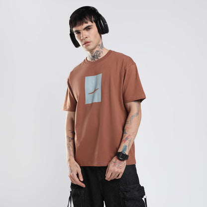 VELMO Signature Brown Pure Cotton Oversized T-Shirt