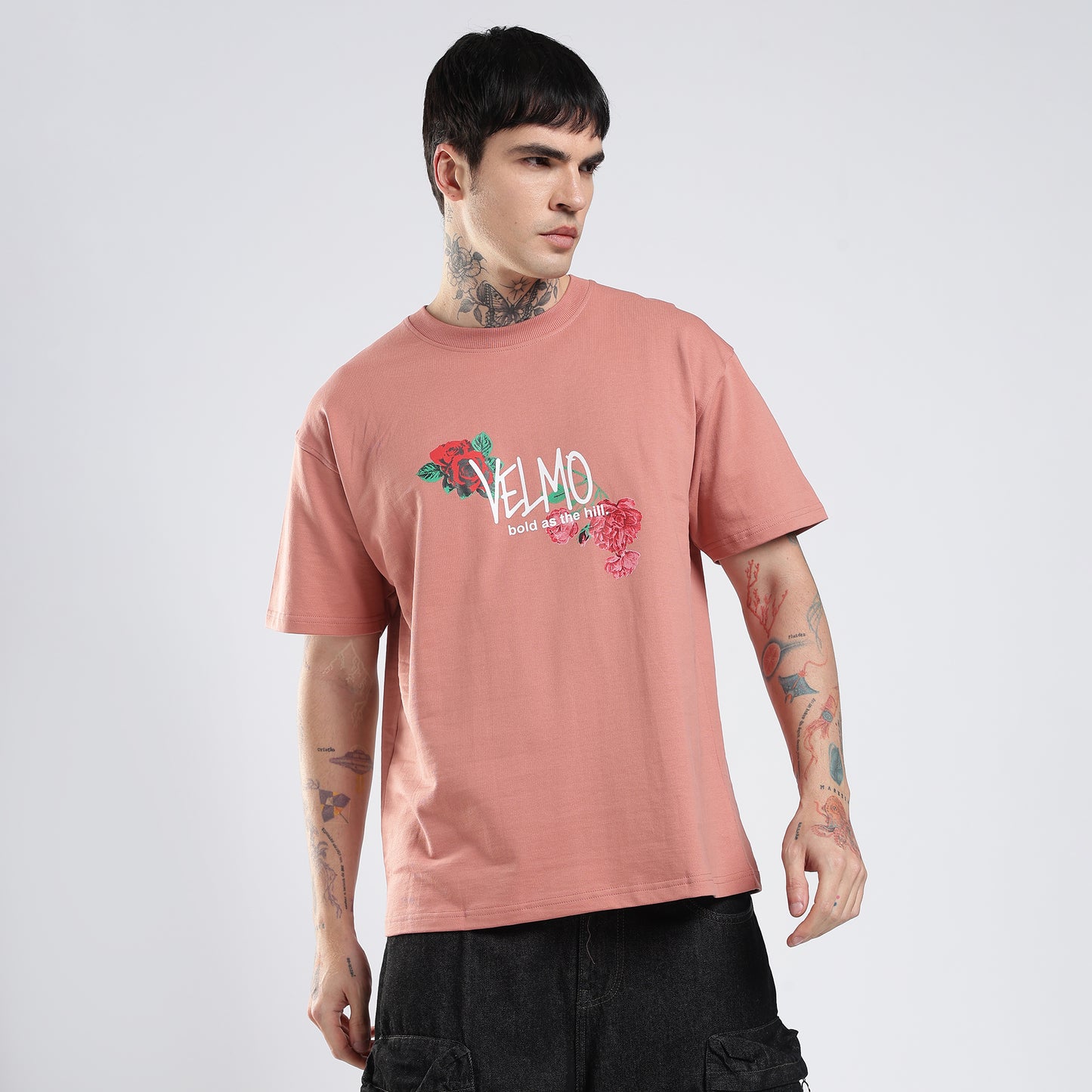 Red Floral Print Oversized T-Shirt
