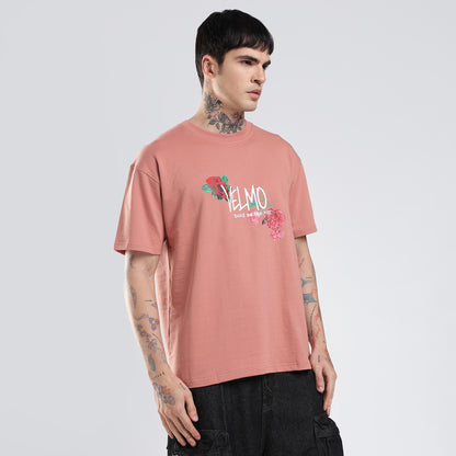 Red Floral Print Oversized T-Shirt