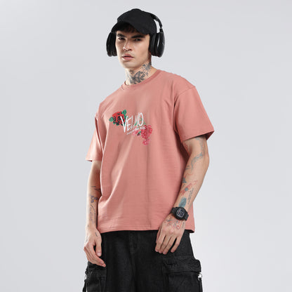 Red Floral Print Oversized T-Shirt
